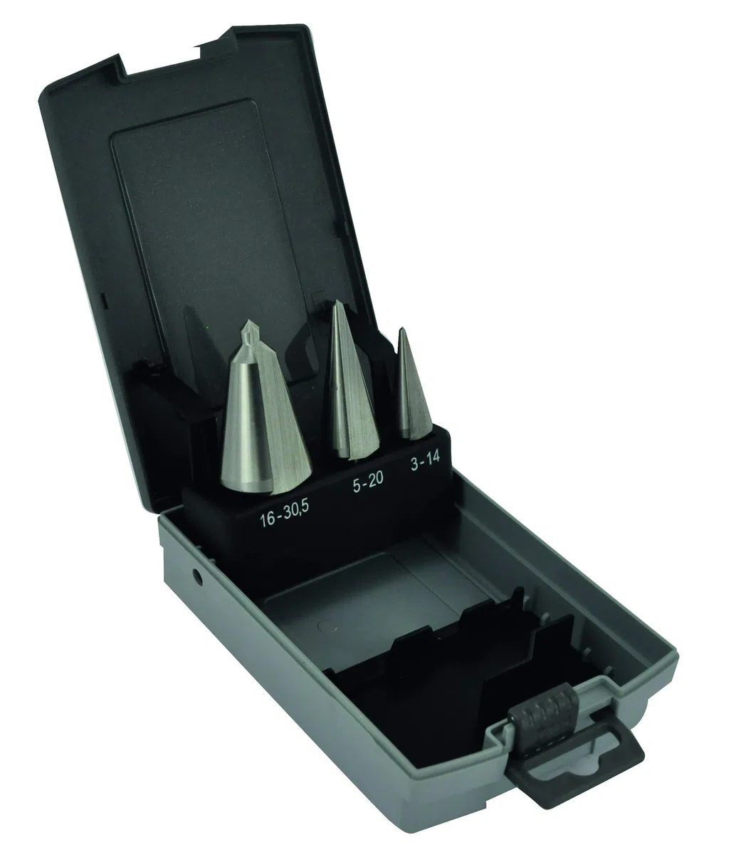 Coffret TIVOLY de 3 forets métaux coniques lisses HSS Ø 3-14/5-20/16-30,5 mm