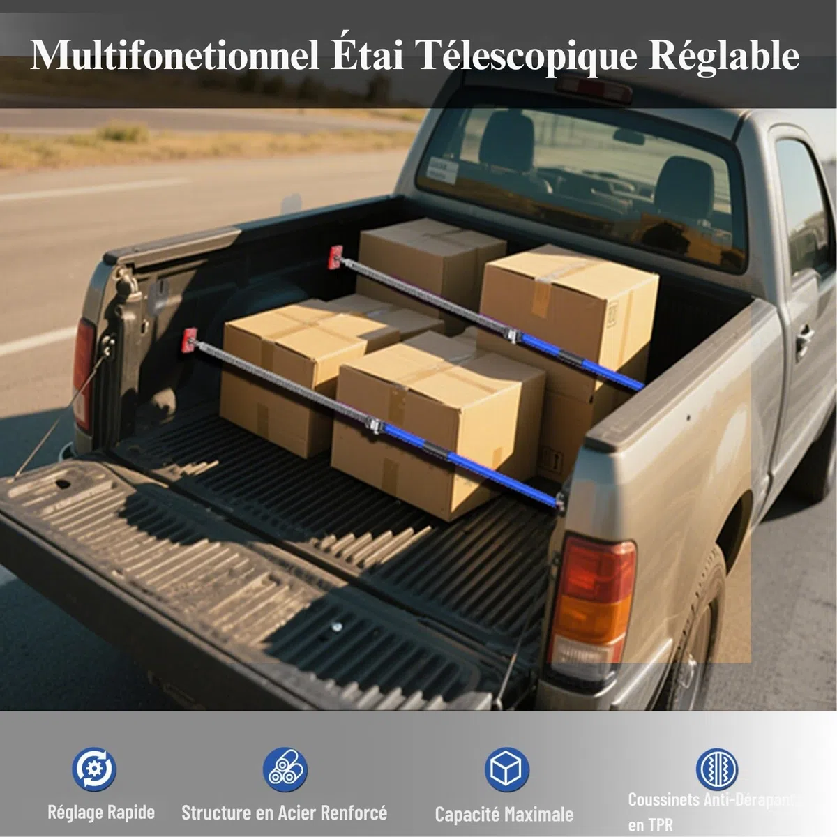 3-H Set de 4 Etai Telescopique Reglable, Extensible 110-195cm |Tout Acier Épais | Charge Max 75kg | Étai de Soutien Télescopique pour Plafond Montage, Plaque de Plâtre, Cadre de Porte, Armoire