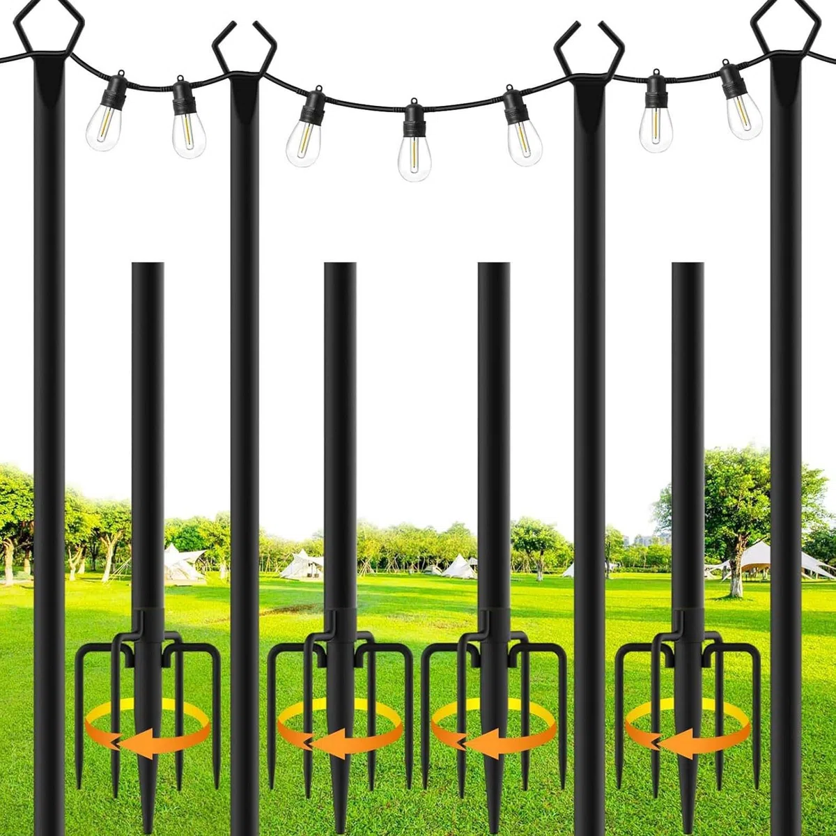Poteau pour guirlande lumineuse Résistant intempéries, vent et intensif
