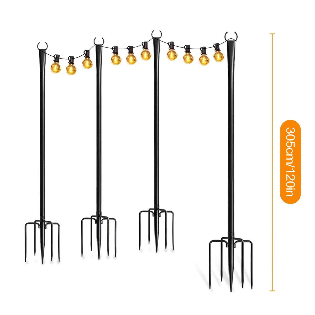 Poteau pour guirlande lumineuse Résistant intempéries, vent et intensif