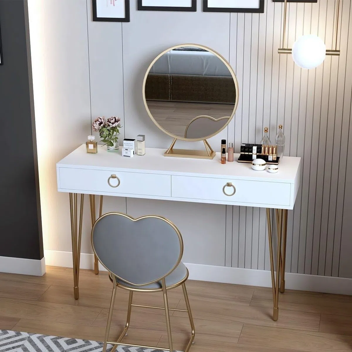 Pieds de Table métal 60cm dorés Lot de 4 pour Meubles, Or, 60cm