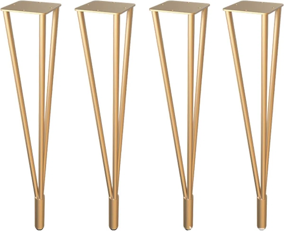 Pieds de Table métal 60cm dorés Lot de 4 pour Meubles, Or, 60cm