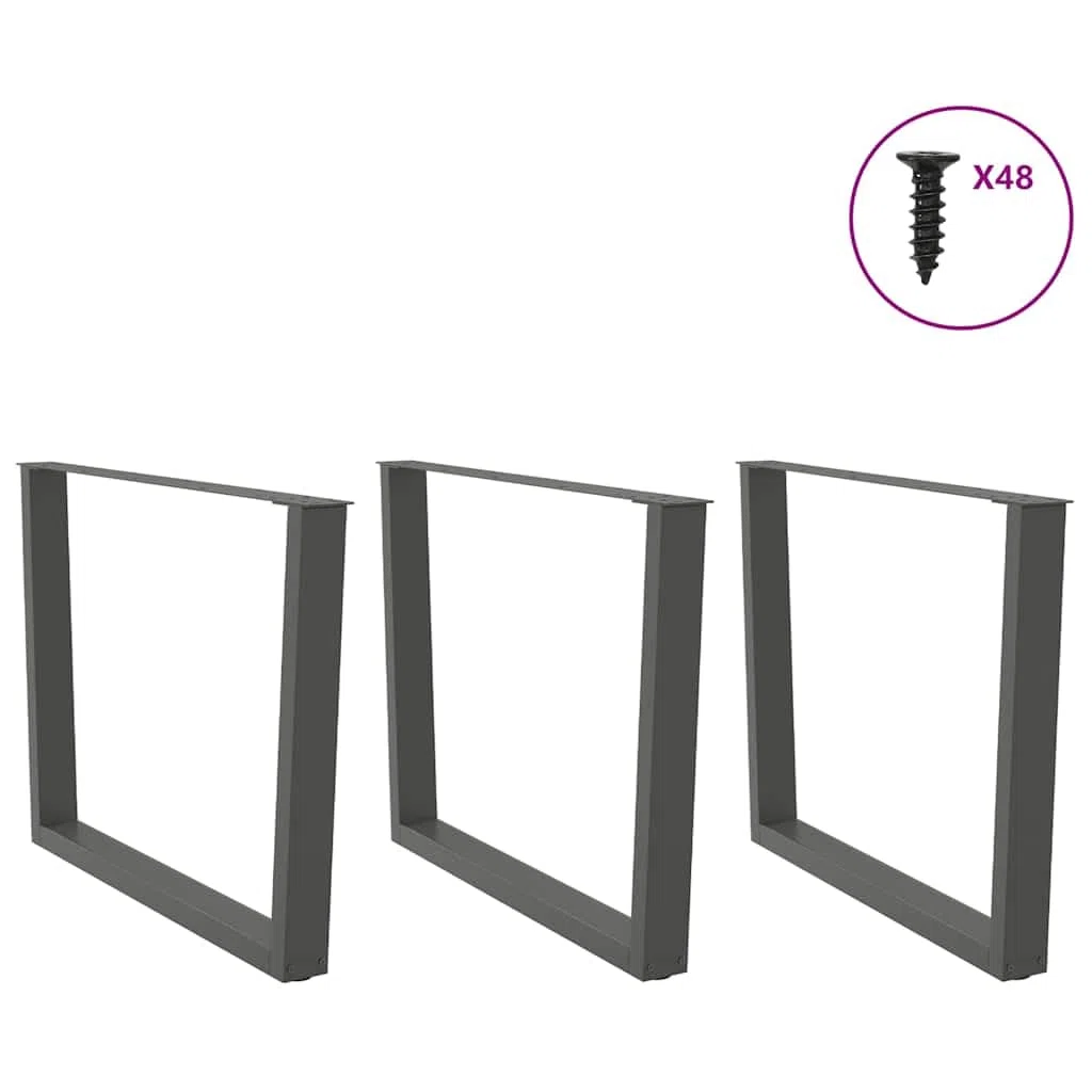 Lot de 3 pieds de table à manger en forme de V en acier anthracite réglables pour table à manger, bureau, table de cuisine, table basse et table d'appoint, montage stable, base durable