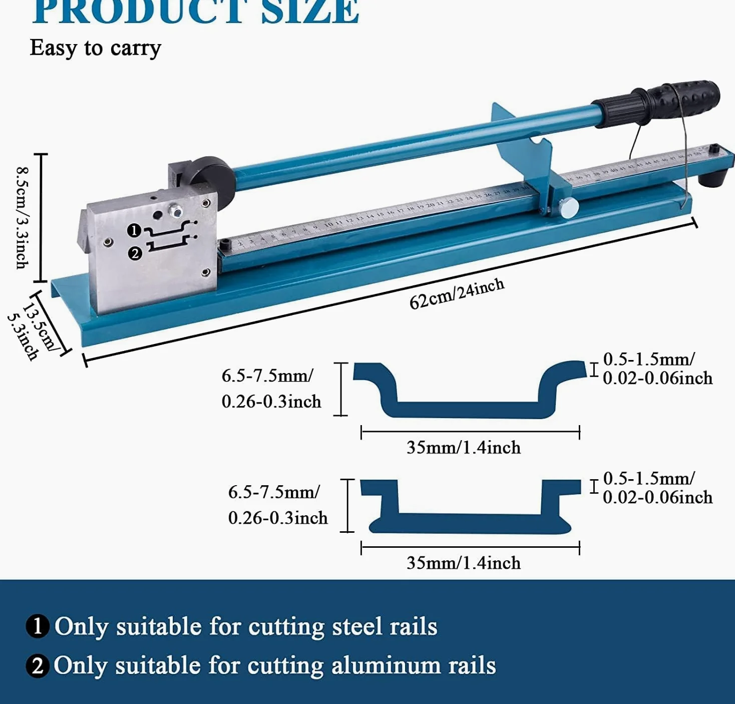 Outil de coupe de rail manuel avec règle intégrée pour des coupes précises de goulottes en aluminium