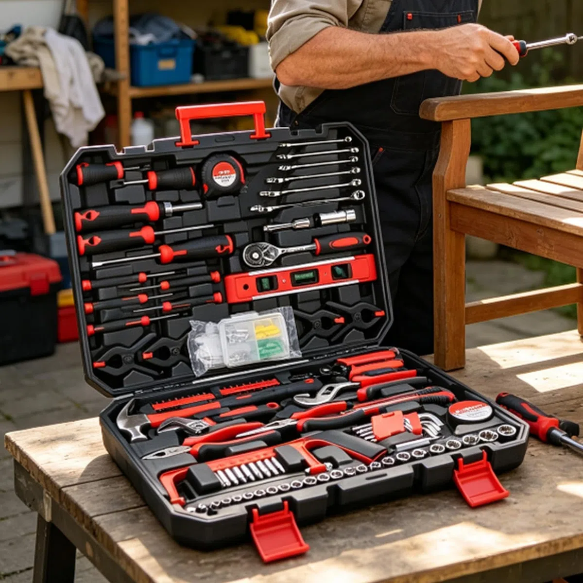 Kit de Outils Ménager Coffret Multifonction de Réparation Portable