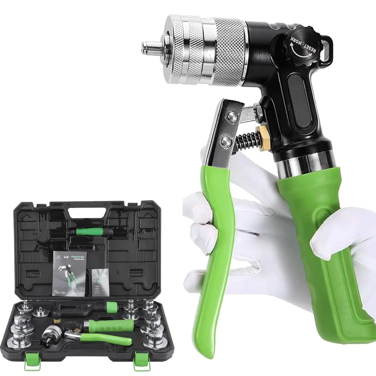 Kit d'outils d'expansion de tuyau en cuivre hydraulique avec têtes de sertissage et cutter pour plomberie professionnelle